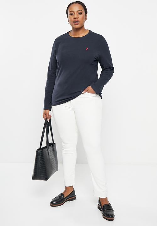 POLO - Plus wmn sml pony long sleeve t-shirt - navy