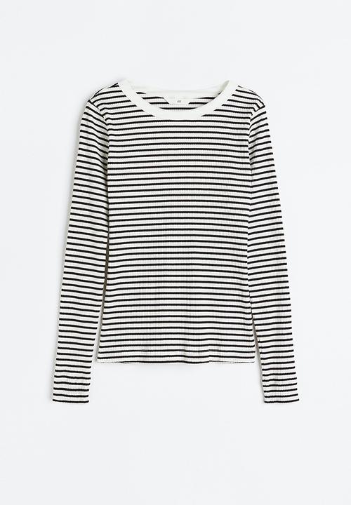 H&M - Ribbed top - black/striped