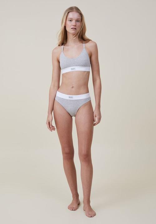 Cotton On - organic cotton branded bikini brief - mid grey marle