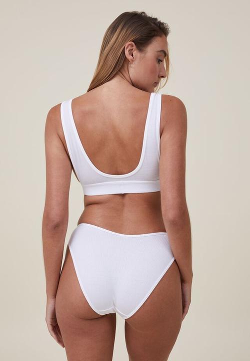 Cotton On - Organic cotton rib bikini brief - white