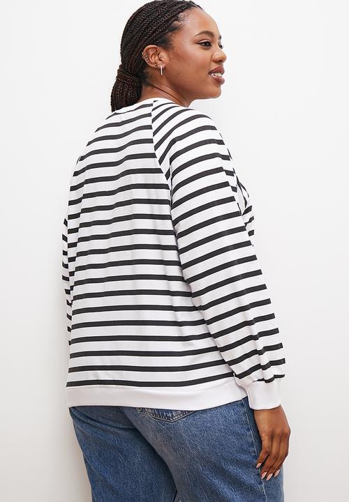 edit Plus - Long sleeve stripe tee - black and ecru