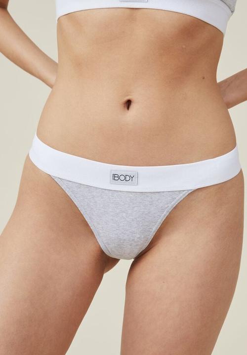 Cotton On - Organic cotton branded tanga g-string brief - grey 