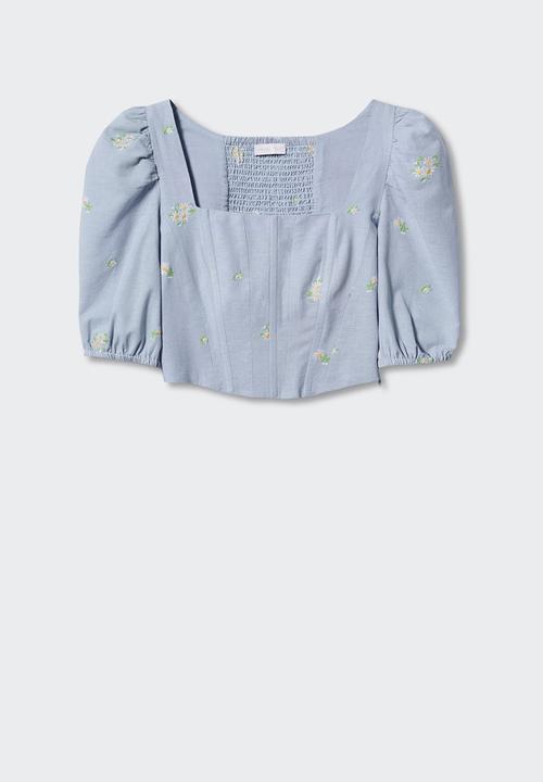 MANGO - Blouse daisy-h - light pastel blue