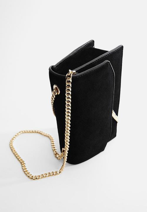 MANGO - Chain leather bag - black