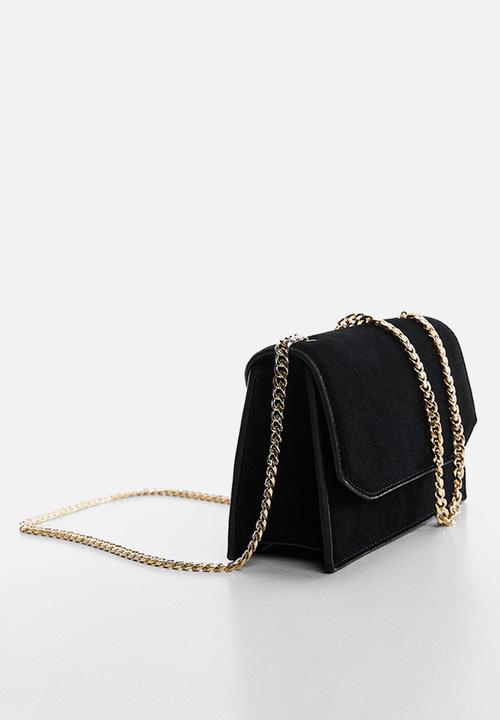 MANGO - Chain leather bag - black