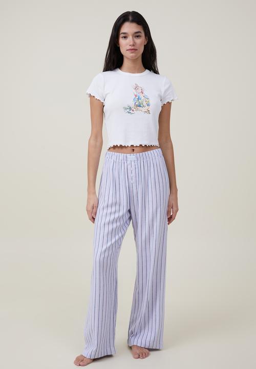 Cotton On - Flannel boyfriend boxer pant - ruby woven stripe