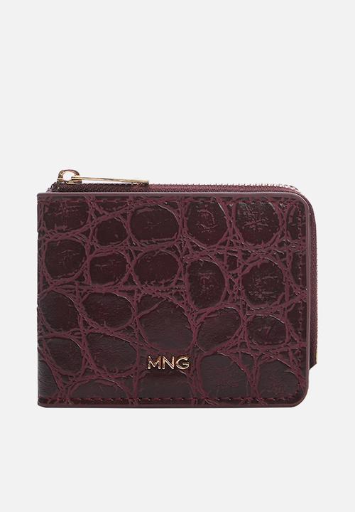 MANGO - Croc-effect wallet - burgundy