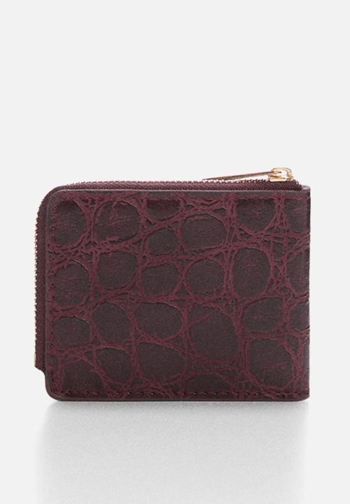 MANGO - Croc-effect wallet - burgundy