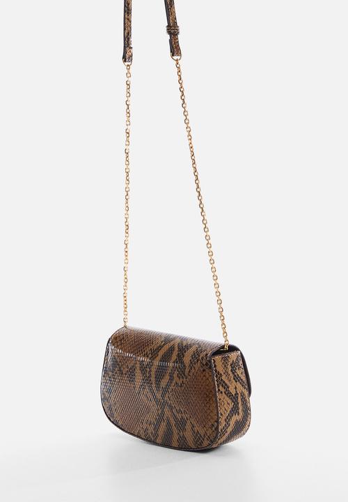 MANGO - Flap chain bag - brown