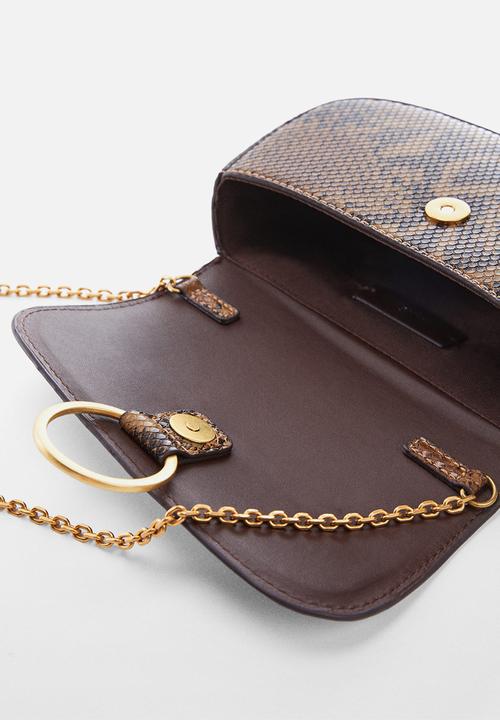 MANGO - Flap chain bag - brown