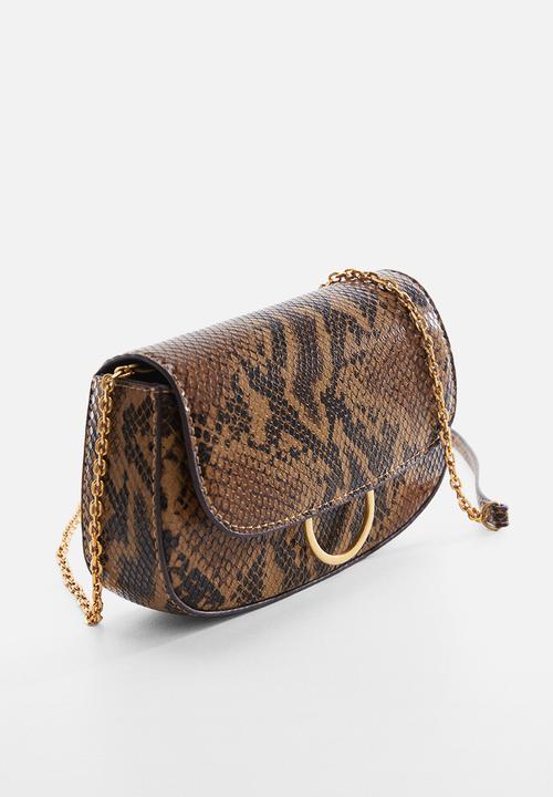MANGO - Flap chain bag - brown