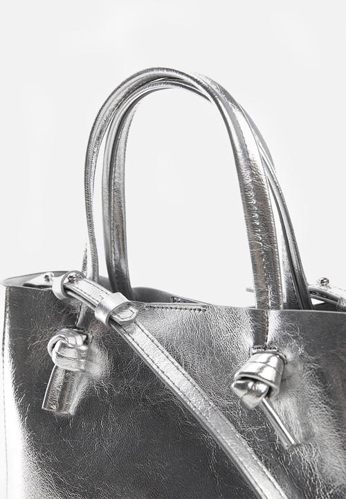 MANGO - Texture cross-body bag - silver