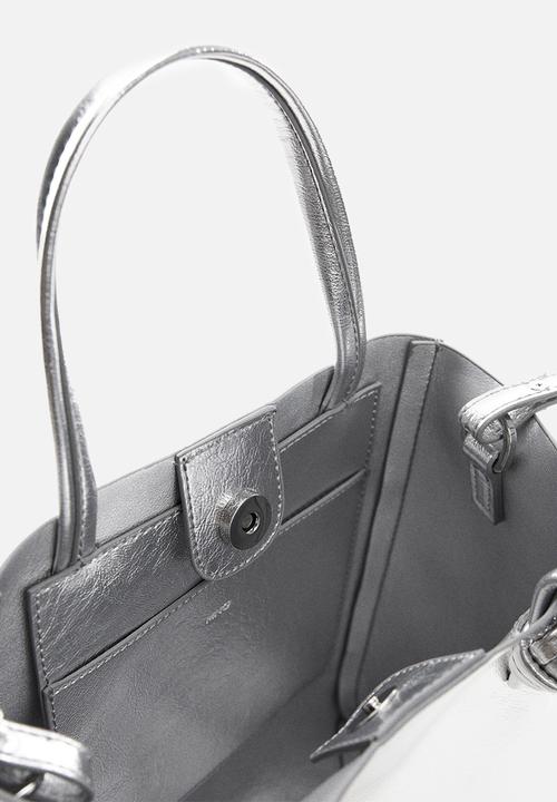 MANGO - Texture cross-body bag - silver