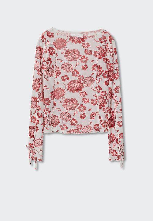 MANGO - T-shirt mesh-h - red