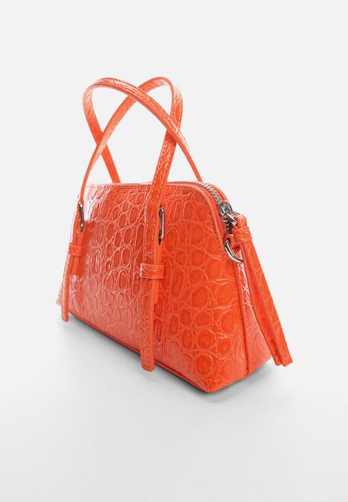 MANGO - Crocodile-effect double handle bag - orange