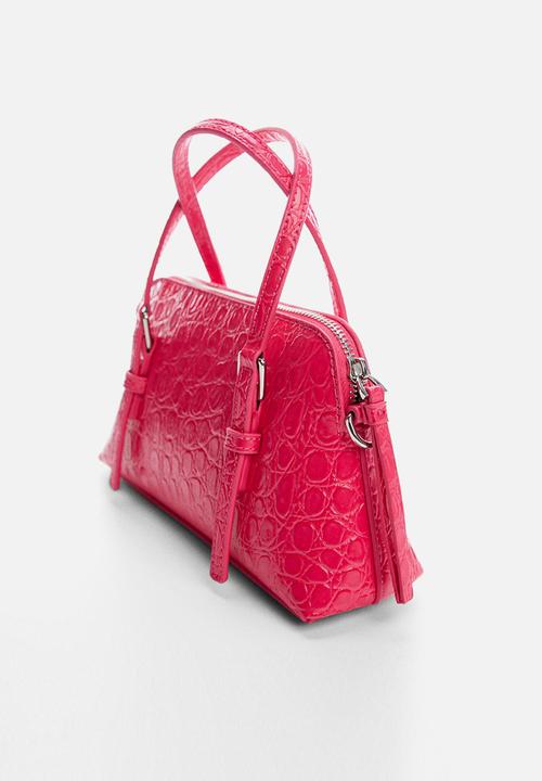 MANGO - Crocodile-effect double handle bag - medium pink
