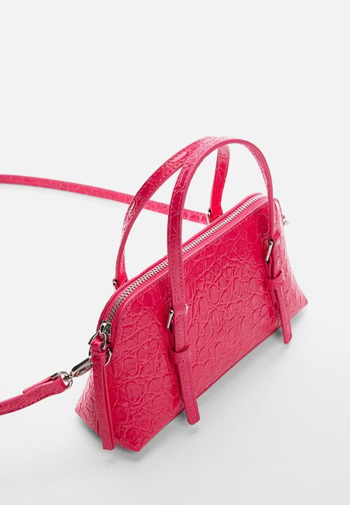 MANGO - Crocodile-effect double handle bag - medium pink