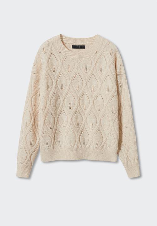 MANGO - Sweater florita - light beige