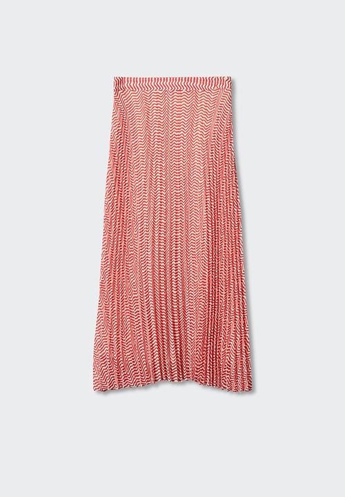 MANGO - Skirt plis-h - red
