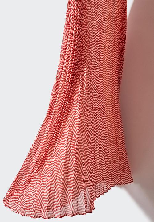 MANGO - Skirt plis-h - red