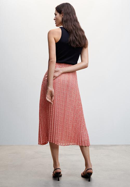 MANGO - Skirt plis-h - red