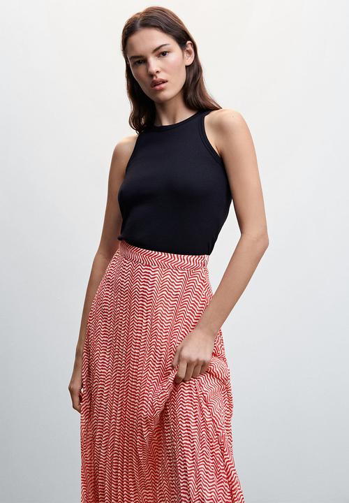 MANGO - Skirt plis-h - red