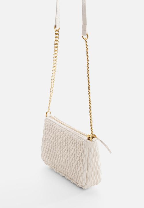 MANGO - Texture cross-body bag - off white