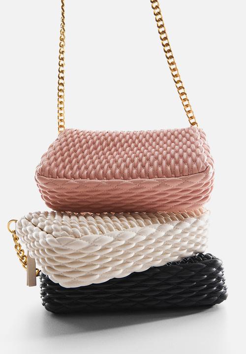 MANGO - Texture cross-body bag - off white
