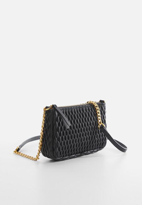 MANGO - Texture cross-body bag - black