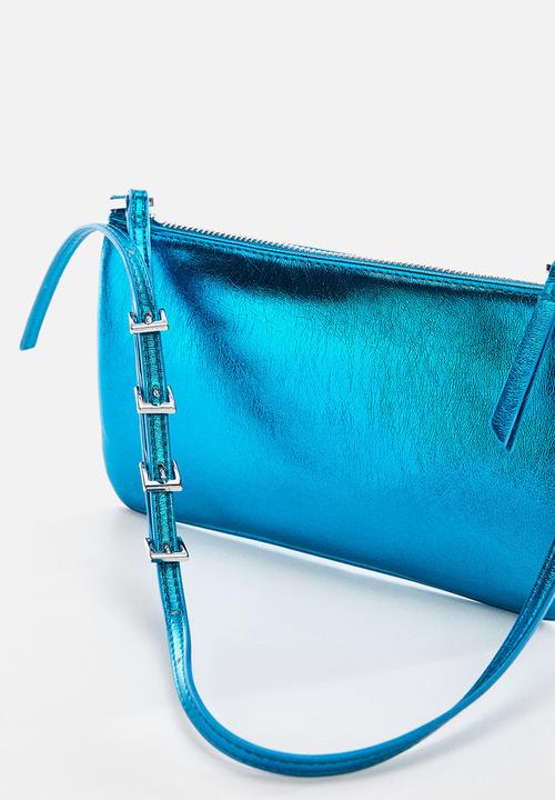 MANGO - Metallic buckles bag - turquoise