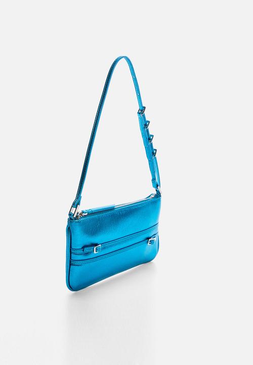 MANGO - Metallic buckles bag - turquoise