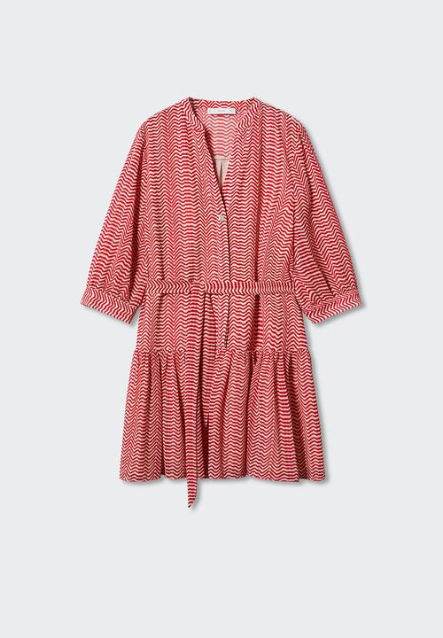 MANGO - Dress plis-h - red