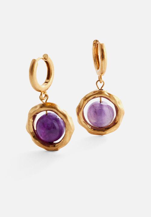 MANGO - Semi-precious stones earrings - gold