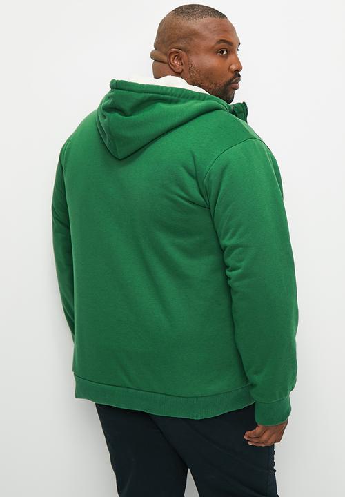 Lark & Crosse - Themba sherpa lined zip through hoodie - green