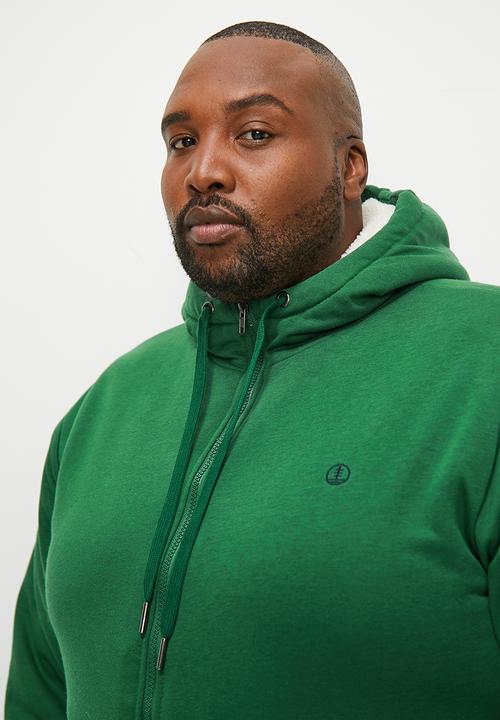 Lark & Crosse - Themba sherpa lined zip through hoodie - green
