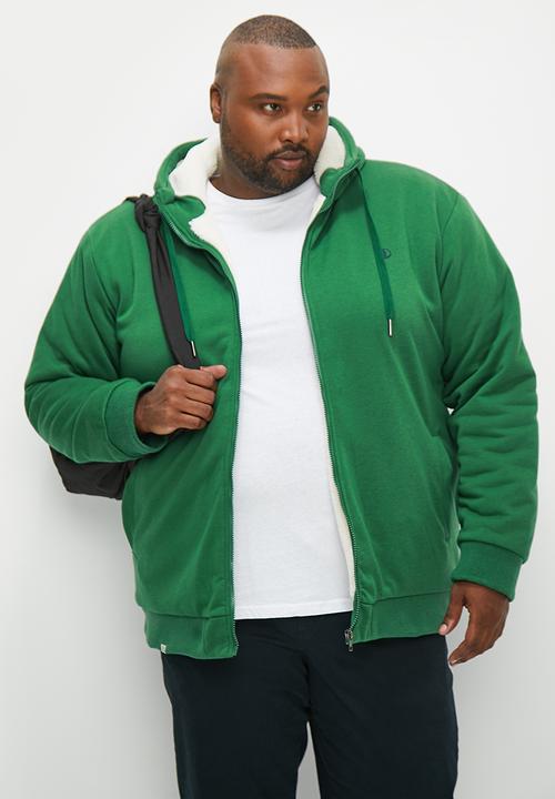 Lark & Crosse - Themba sherpa lined zip through hoodie - green