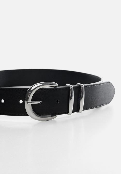 MANGO - Rounded buckle belt - black