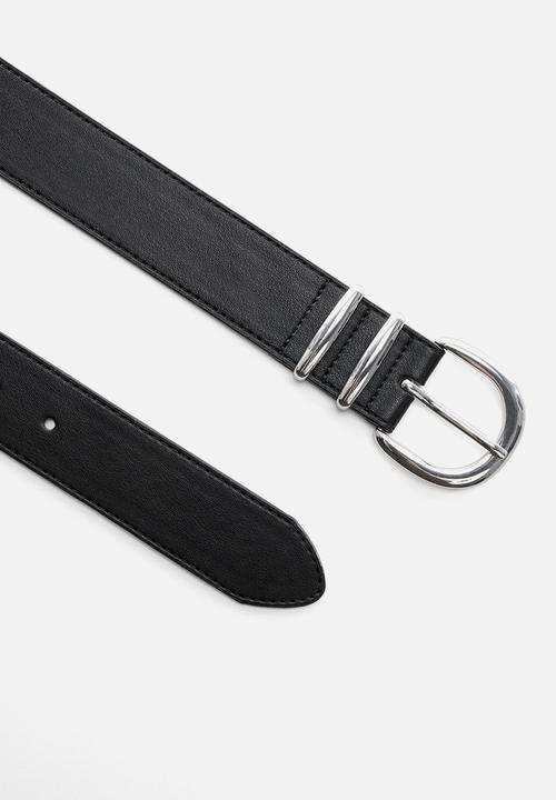 MANGO - Rounded buckle belt - black