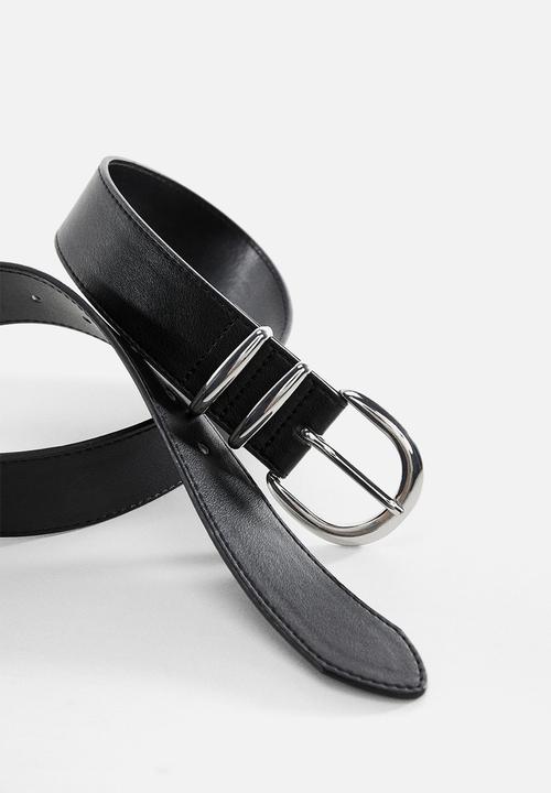 MANGO - Rounded buckle belt - black