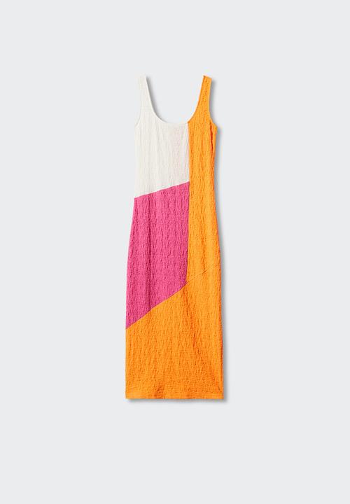 MANGO - Dress block-h - orange