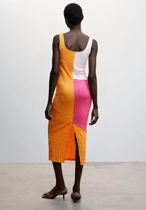 MANGO - Dress block-h - orange