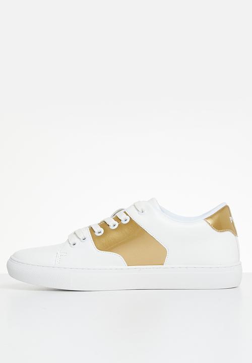 POLO - Classic side flash sneaker - white & gold1