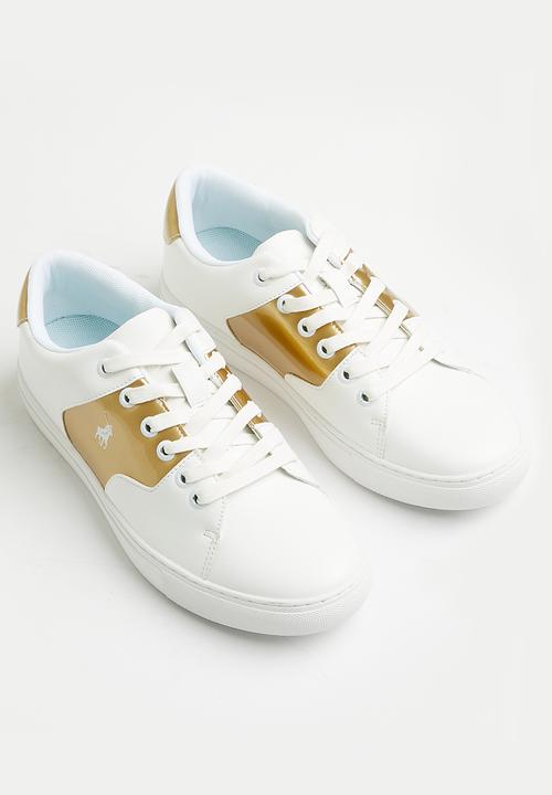 POLO - Classic side flash sneaker - white & gold1