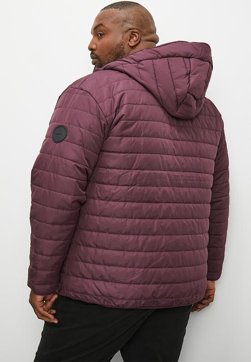 Superbalist - Plus hobbs lightweight hooded puffer jacket - burgundy