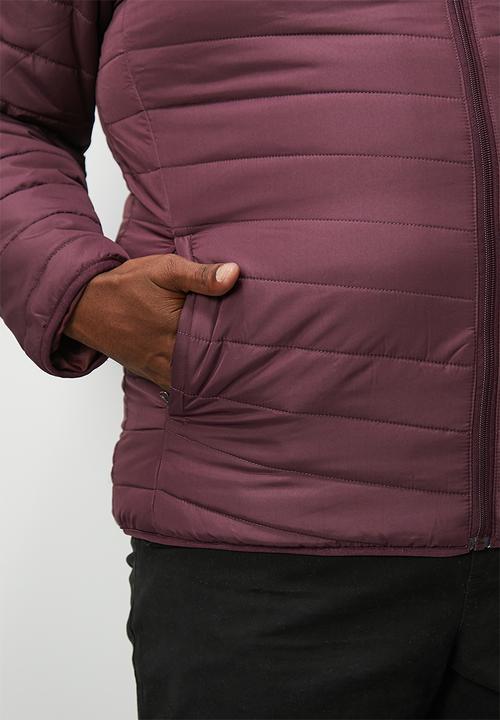 Superbalist - Plus hobbs lightweight hooded puffer jacket - burgundy