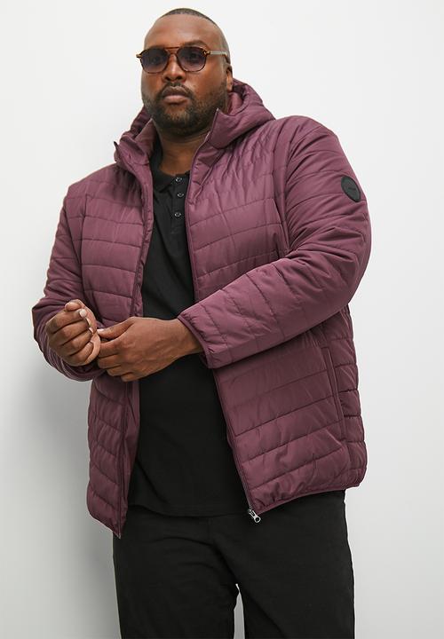Superbalist - Plus hobbs lightweight hooded puffer jacket - burgundy