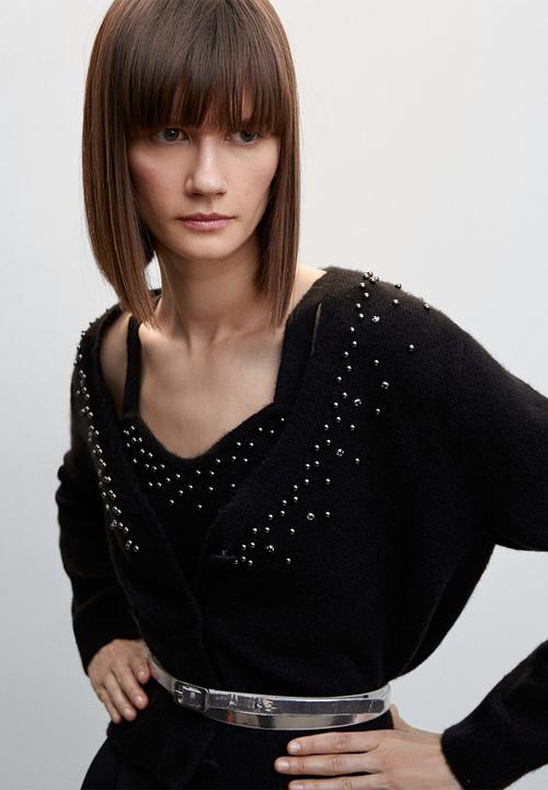 MANGO - Cardigan constela - black