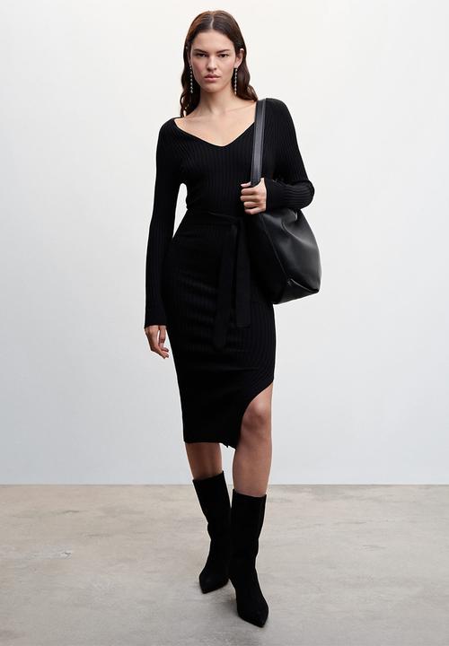 MANGO - Dress goletav- black