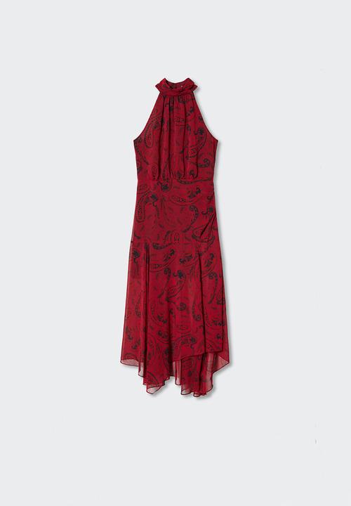 MANGO - Dress sunrise - red