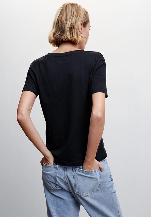 MANGO - T-shirt chalapi - black
